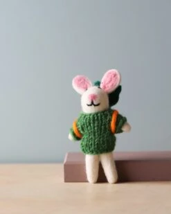 Needle Felted Bunny With Carrot Backpack