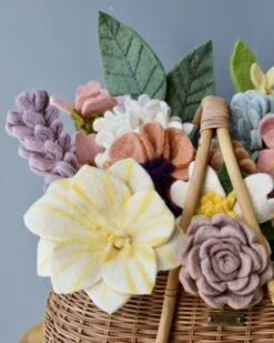 Large Basket Of Felt Flowers - Spring Mix -Kids Toys Store 2J2A1088