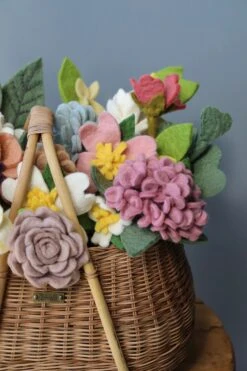 Large Basket Of Felt Flowers - Spring Mix -Kids Toys Store 2J2A1090