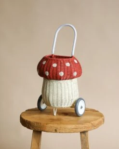Olli Ella Rattan Mushroom Luggy - Red