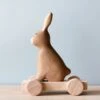 Handmade Wooden Bunny Push Toy With Built-In Magnets
