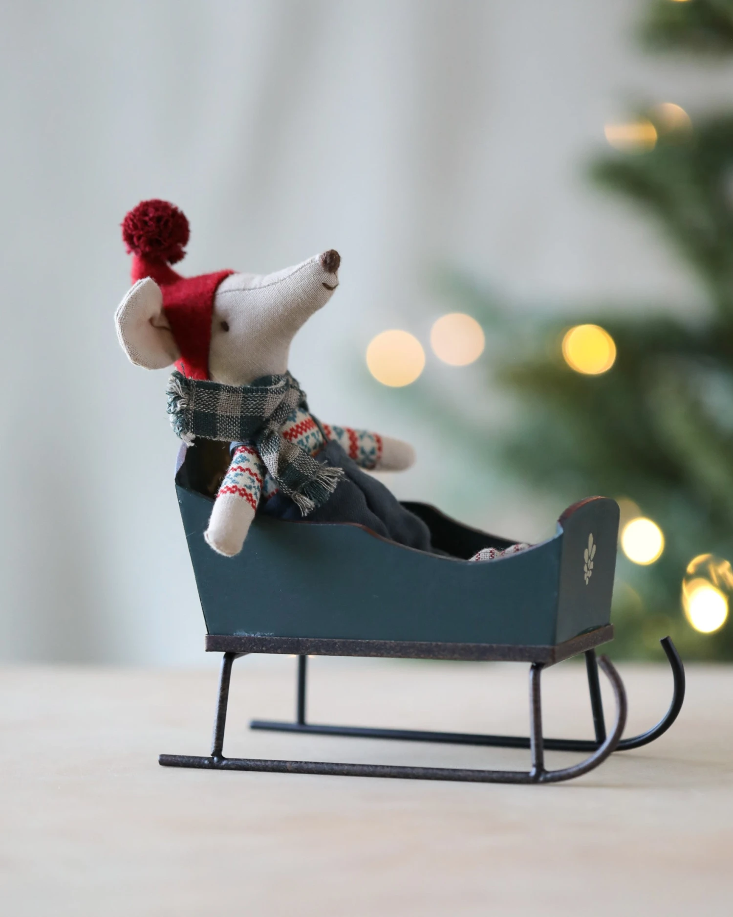 Maileg Christmas Sleigh - Green 1 Maileg Christmas Sleigh - Green