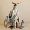 Handmade Wooden Mountain Cliff Scene
