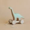 Handmade Wooden Brachiosaurus Dinosaur Push Toy With Built-In Magnets