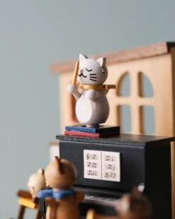 Wooden Cat Playing Piano Music Box -Kids Toys Store 2J2A9890 2