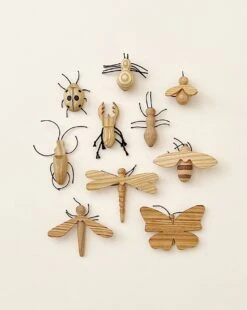 Handmade 11-Piece Wooden Insects